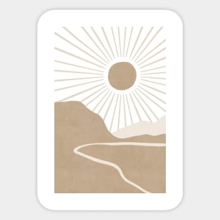 Neutral abstract sun landscape Sticker